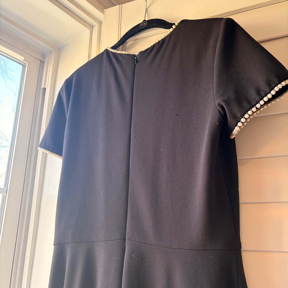 Gal Meets Glam Victoria Black Midi Dress with Pearl Trim - Picture 9 of 9